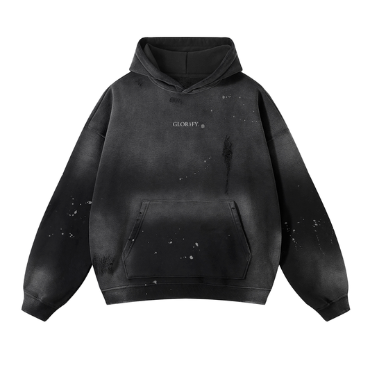 Vintage Washed Frayed Fleece Hoodie